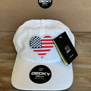 Women's White American Flag Heart Hat - Decky 6220 relaxed fit custom hat